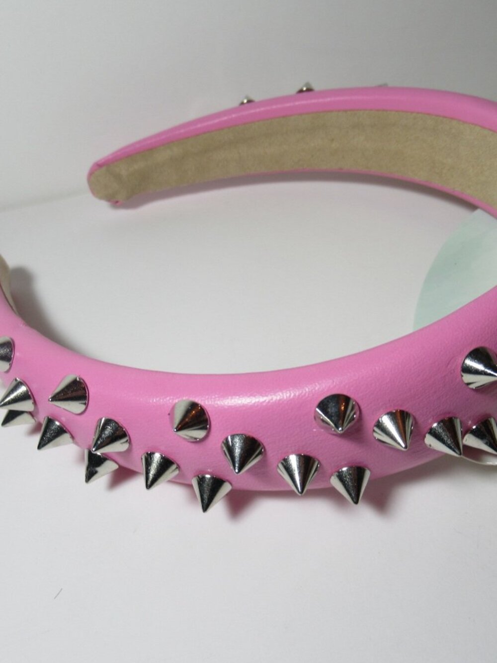 Pink Pleather Studded Spiked Headband Rivet Punk Rock Alternative Goth Emo New